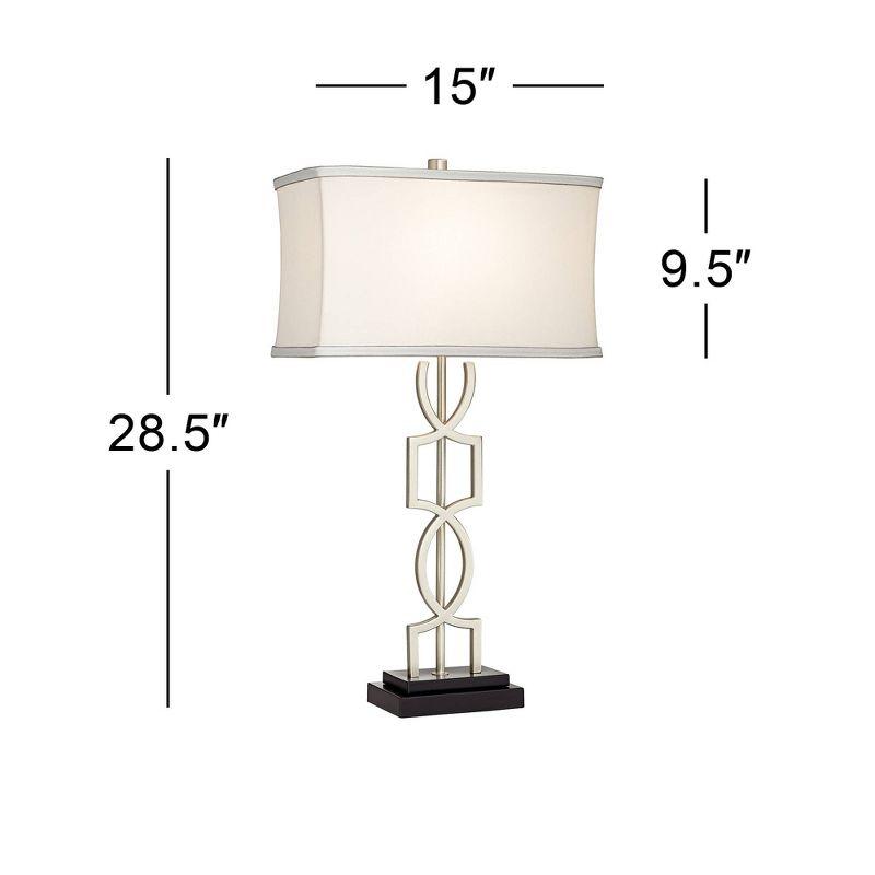 360 Lighting Evan Modern Table Lamps 28 1/2" Tall Set of 2 Brushed Nickel with USB Charging Port Table Top Dimmers White Rectangular Shade for Bedroom