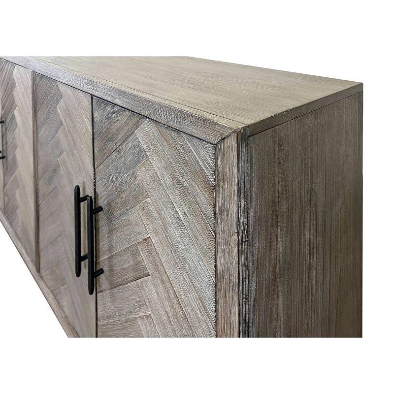 Palisades 90" Six Door TV Stand: Herringbone Pattern, Iron Hardware - Martin Furniture