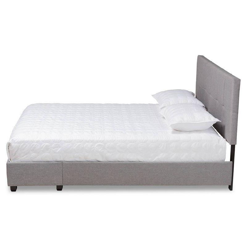 Baxton Studio King Netti Fabric Upholstered 2 Drawer Platform Storage Bed Light Gray: Mid-Century Modern, No Box Spring Needed