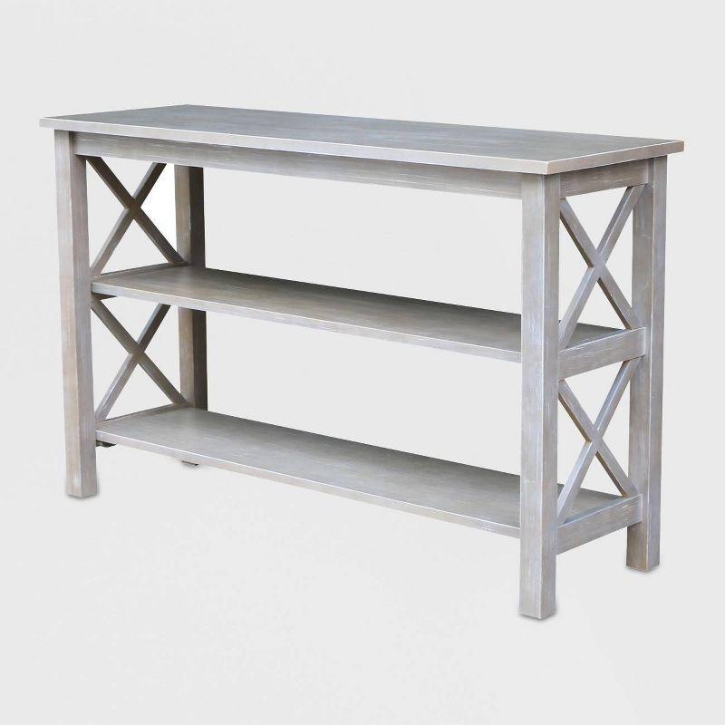Transitional Hampton 48" Washed Gray Taupe Wood Console Table with Storage