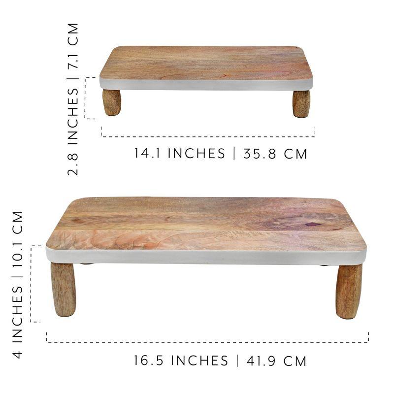 AuldHome Design Rectangular Farmhouse Wooden Risers Set of 2; Rustic Decorative Pedestal Stands w/ Mango Wood and Enamel