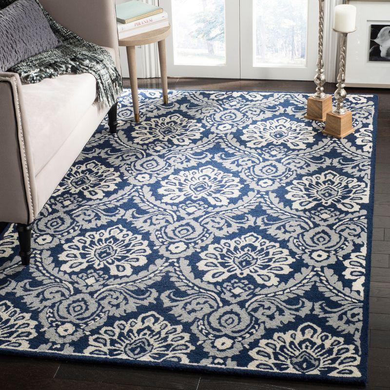 Blossom BLM106 Hand Tufted Indoor Area Rug - Navy/Ivory - 5'x8' - Safavieh