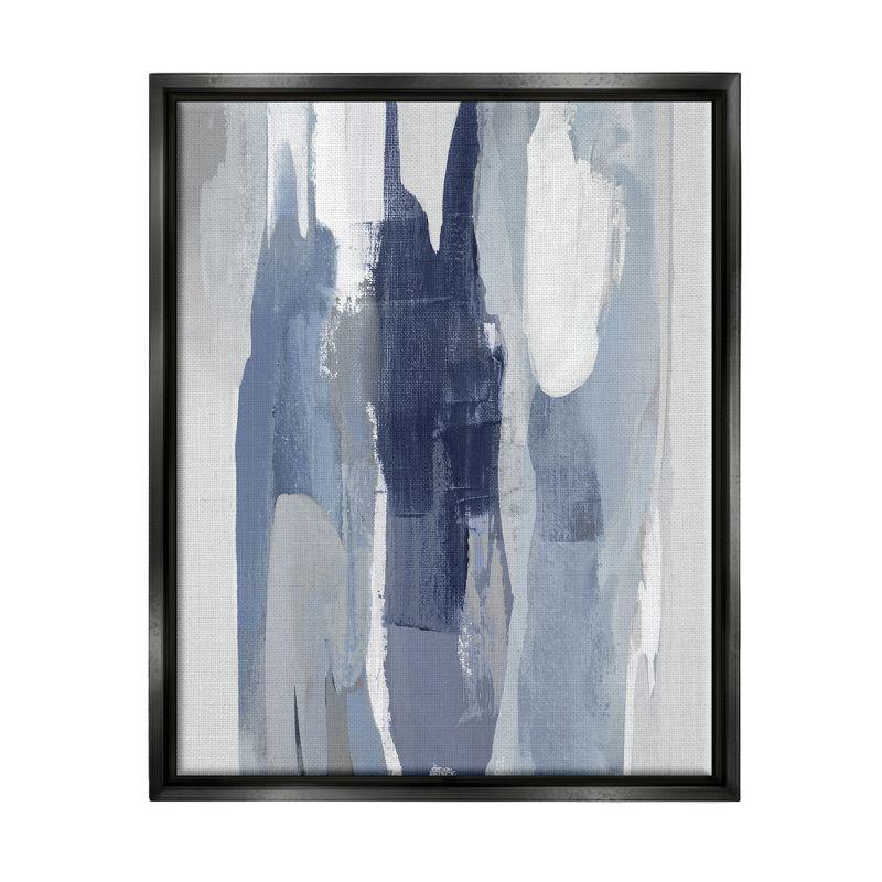 Blue and White Abstract Canvas Print with Black Frame