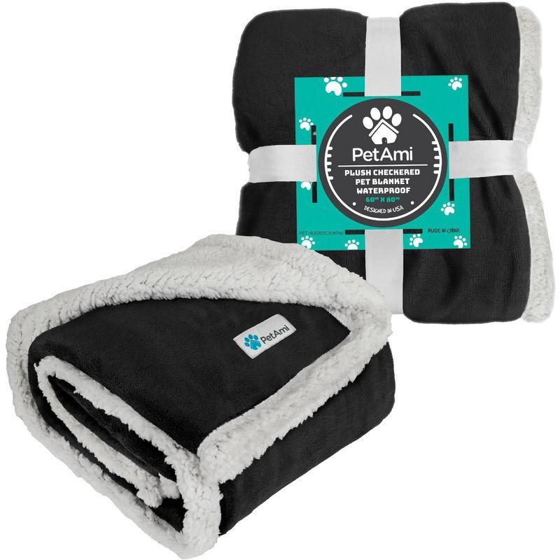 PetAmi Pet Blanket for Dogs Cats, Faux Shearling Fleece Soft Plush Reversible Washable Furniture Cover