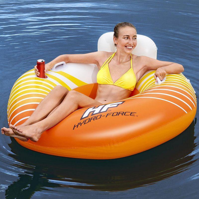 Bestway Hydro-Force Sunkissed Inflatable PVC Clasp N Go Inner Tube Ring Float Tube for Pool, Lake, River, Beach, 4 Pack, Orange and Yellow