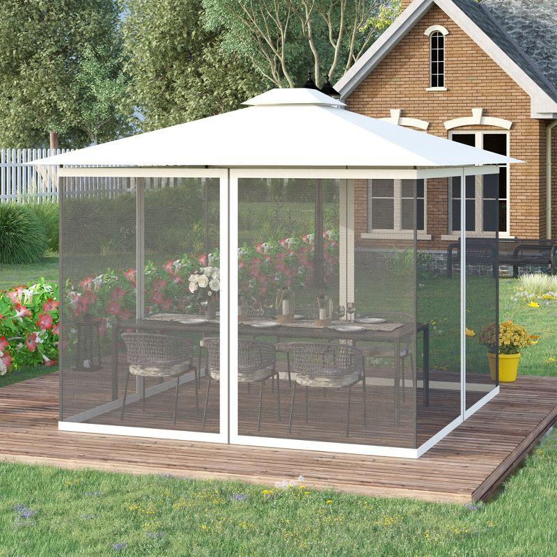 Outsunny Universal Mesh Sidewall Netting Replacement for Gazebos and Canopy Tents with Zippers, (Sidewall Only)