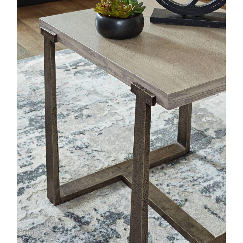 Dalenville Square End Table Black/Gray/Brown/Beige - Signature Design by Ashley: Contemporary Aluminum & Veneer Accent Table