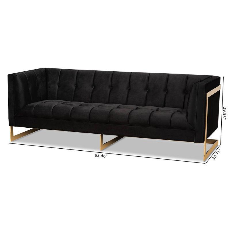 Ambra Velvet Upholstered Sofa: Gold-Tone Frame, No Assembly - Baxton Studio