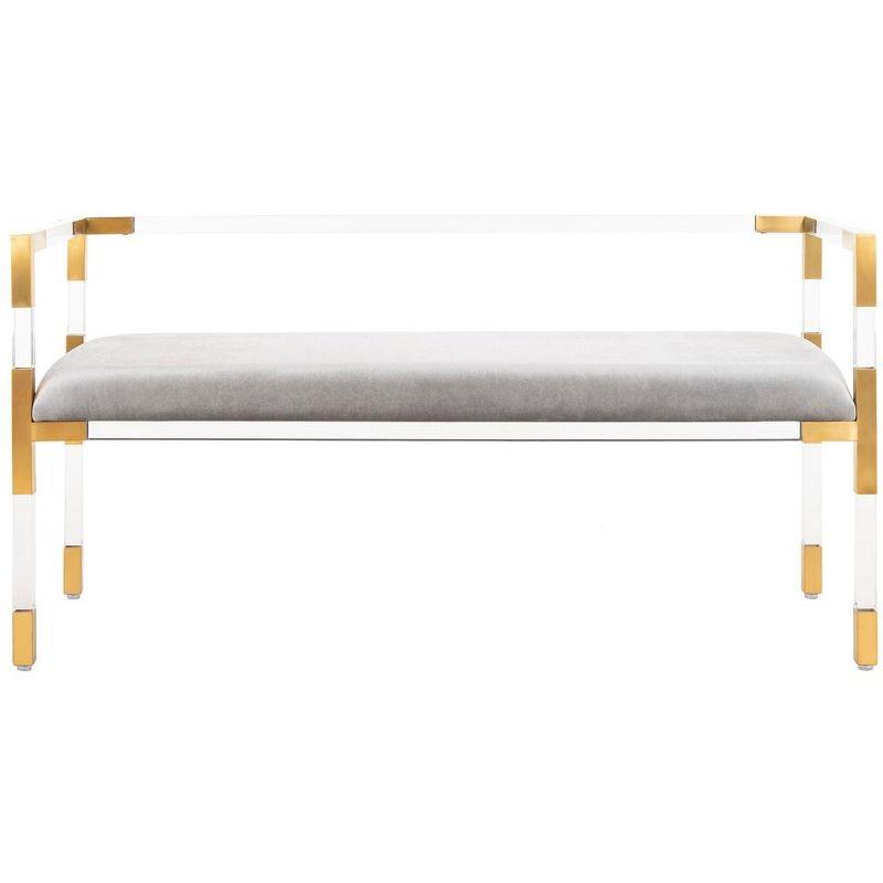 Elegant Transitional 50" Gray and Gold Acrylic Bench