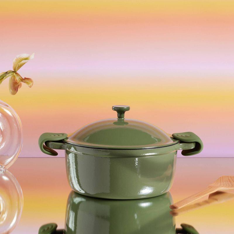 Our Place 5.5qt 10.5" Cast Iron Perfect Pot - Sage: Our Place Cookware, Enamel Finish, Hand Wash, Gas & Electric Compatible