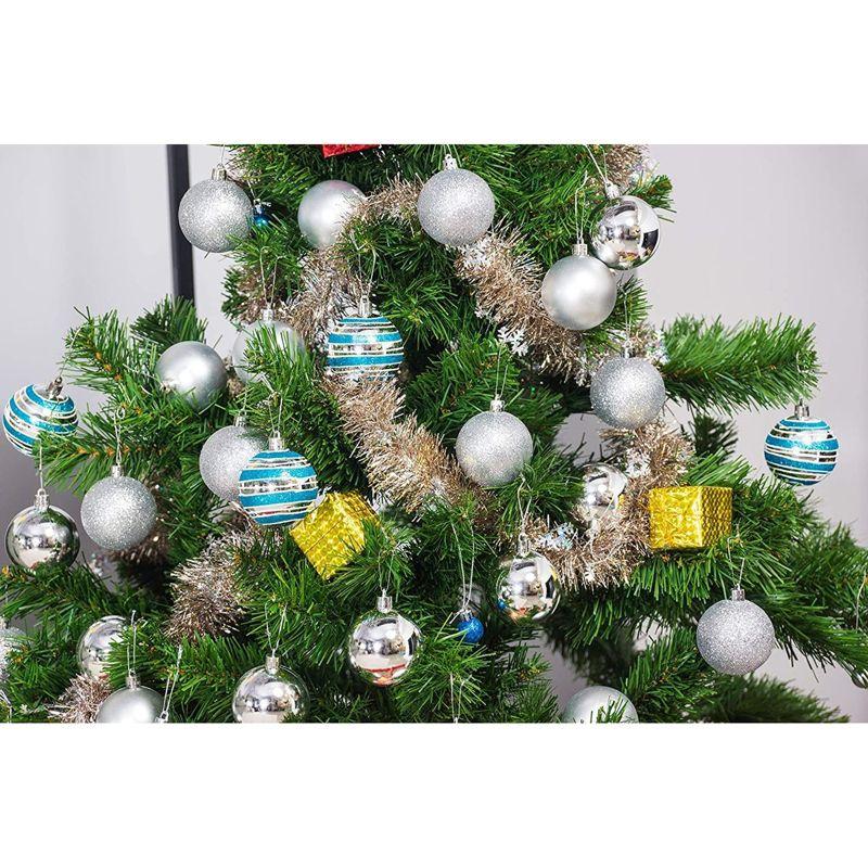 Juvale 36 Pack Christmas Tree Ball Ornaments, Christmas Decorations Holiday Decor, Silver & Blue, 2.3 in