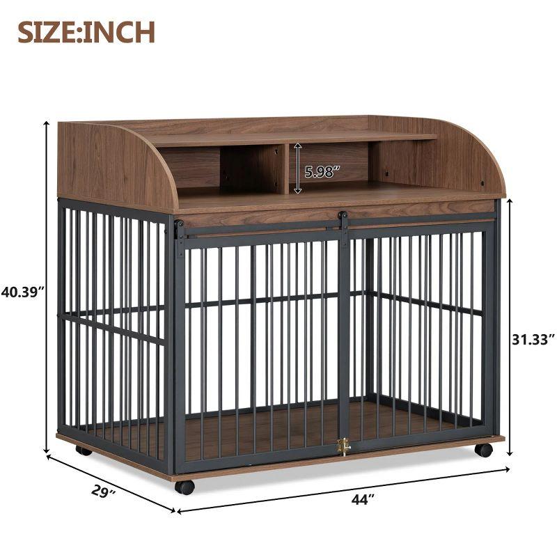Heavy Duty Large Brown Dog Crate Furniture for Large Medium Dog,Wooden Side End Table Crate,Dog Kennel With Doors,Dog Houses Indoor-Cuddlewood