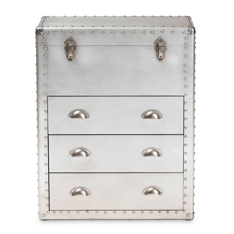 Serge Metal 3 Drawer Accent Storage Chest Silver - Baxton Studio