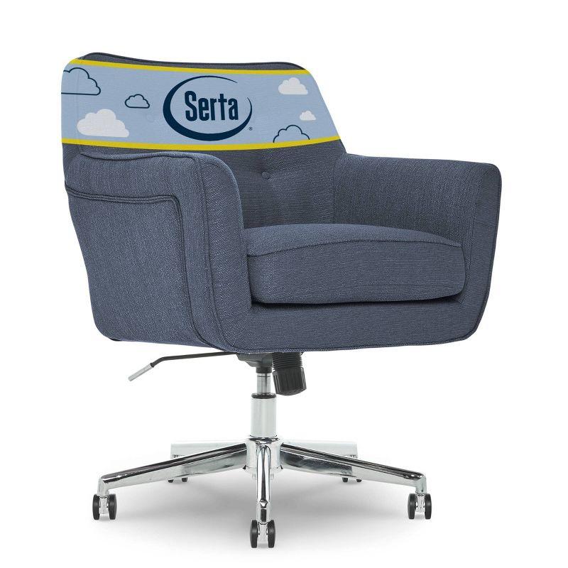 Style Ashland Home Office Chair Sanctuary Blue - Serta: Mid-Century, Adjustable, Twill Fabric