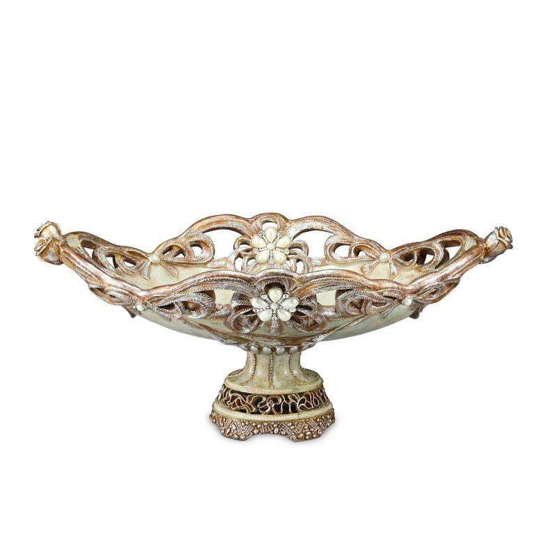 One Allium Way® 9" Beige And Gold Polyresin Decorative Bowl