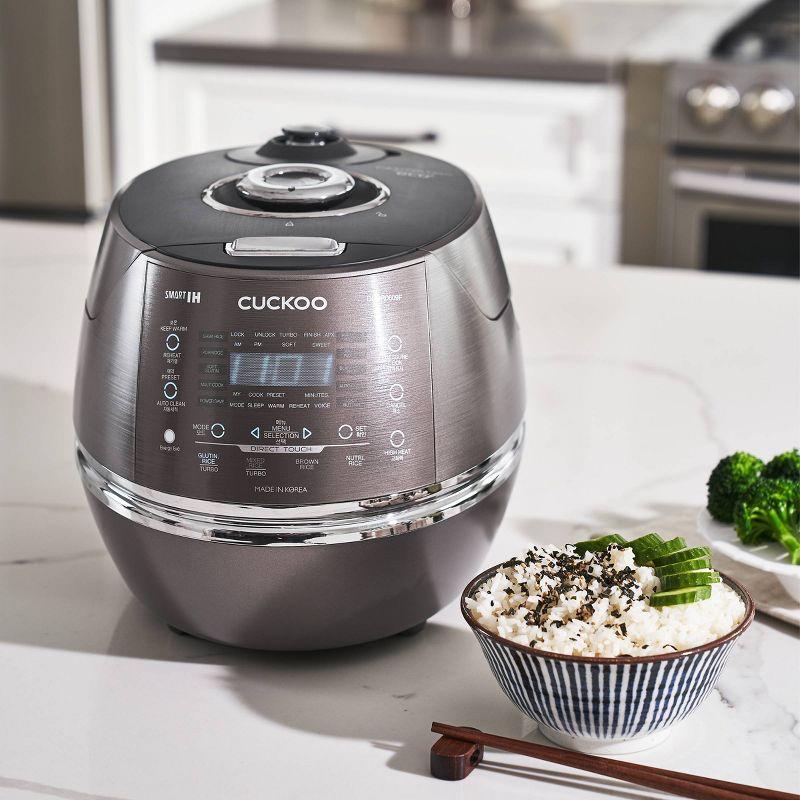 CUCKOO 6-Cup Induction Heating Pressure Rice Cooker with Nonstick Inner Pot, 21 Menu Modes, Fuzzy Logic Tech, 3 Voice Guide, Auto Clean (Dark Grey) CRP-DHSR0609FD