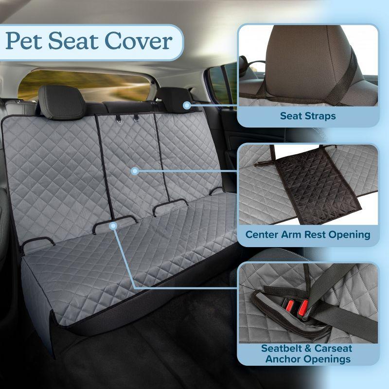 Gray Quilted Waterproof Dog Car Seat Cover