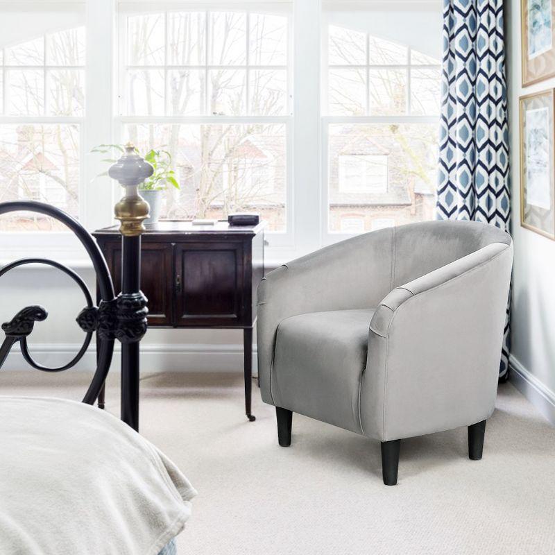 Yaheetech Velvet Club Accent Arm Chair Upholstered Barrel Chair-Gray