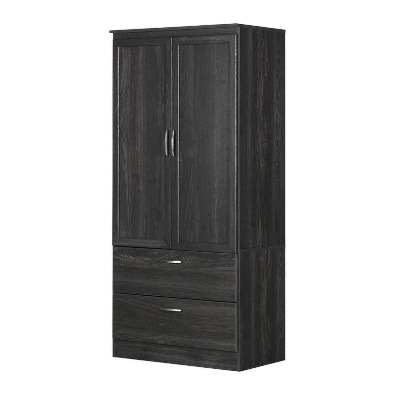 Gray Oak Transitional Wardrobe Armoire with Mirror