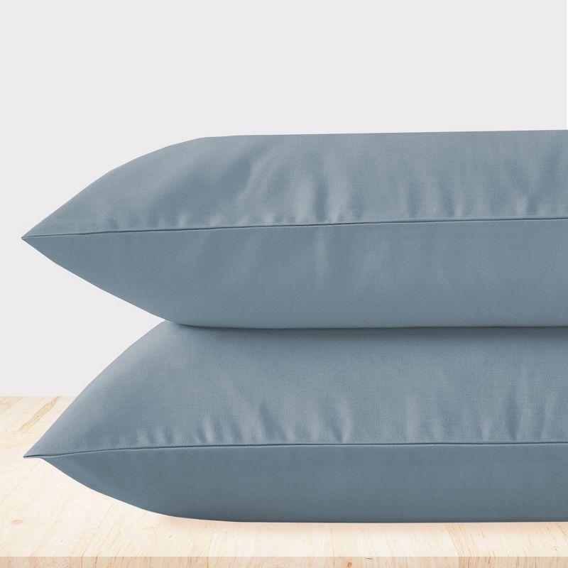 Luxury Pillowcase Set - 800 Thread Count Cotton Sateen, Soft Pillowcases by California Design Den - Pastel Blue - Steel, Standard/Queen Pillowcases