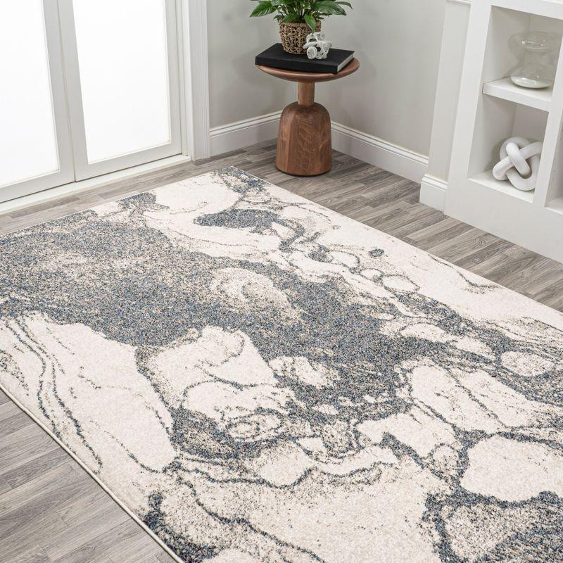 5' x 8' Marmo Abstract Marbled Modern Area Rug, Gray/Cream - JONATHAN Y