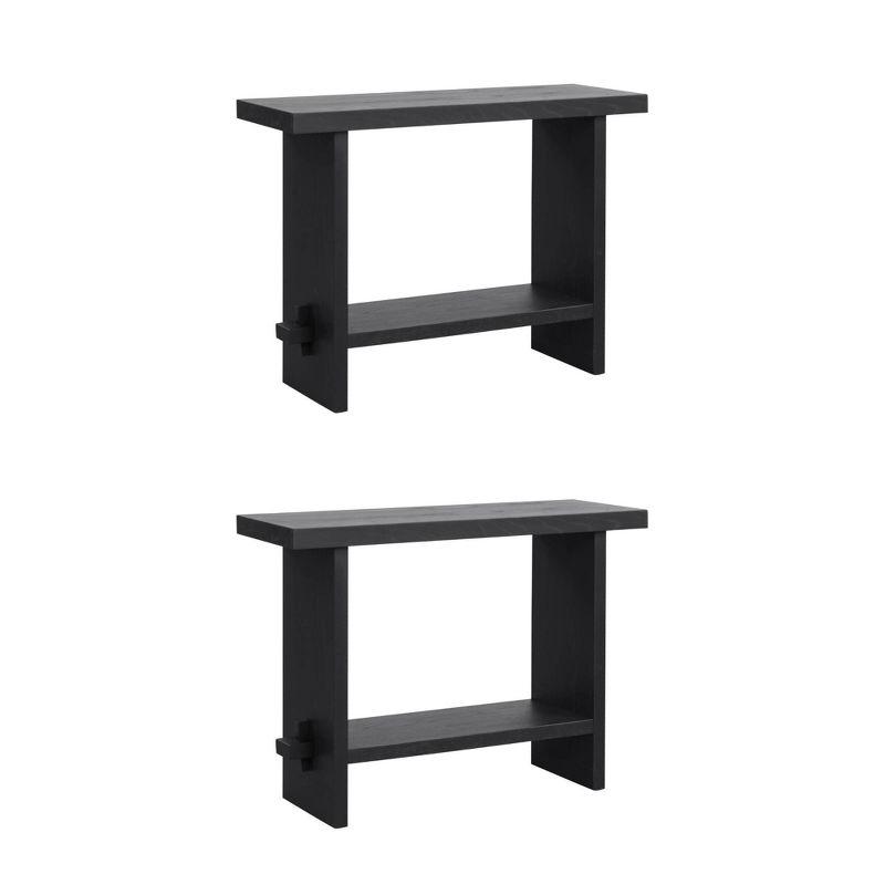 Nathan James Set of 2 Virgo Wood Console Table Black