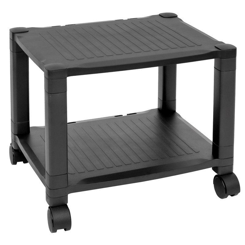 Black Adjustable 2-Tier Printer Cart with Wheels