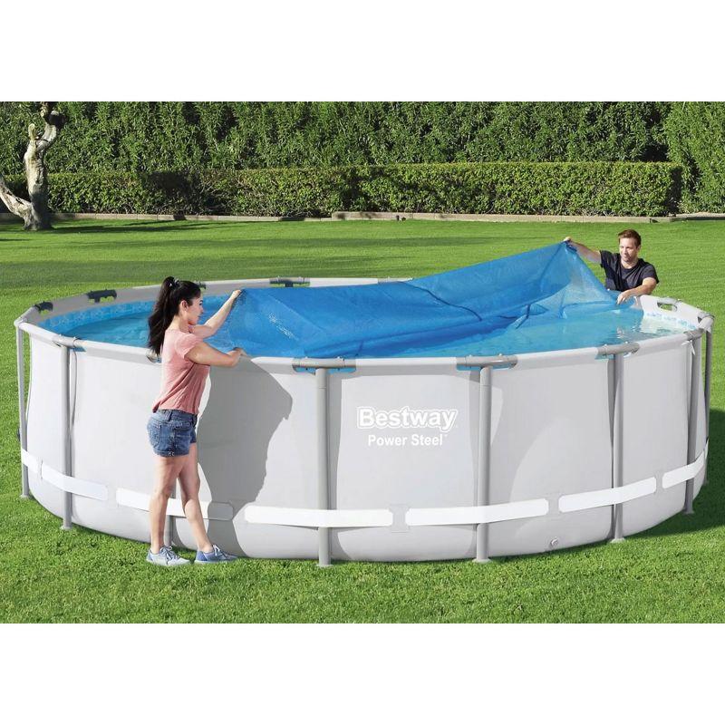 Bestway Flowclear 15 Feet Round Above Ground Solar Pool Cover Only for Pool Water Maintenance of Swimming Pools 16 Feet in Diameter, Blue