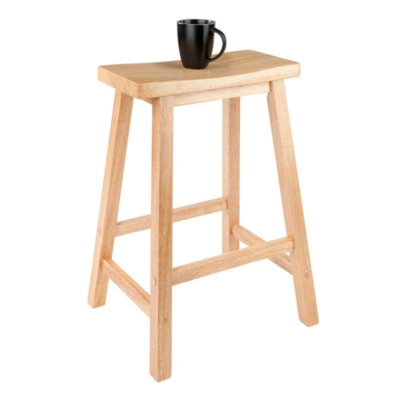 Natural Beech Wood 24" Backless Saddle Style Counter Stool