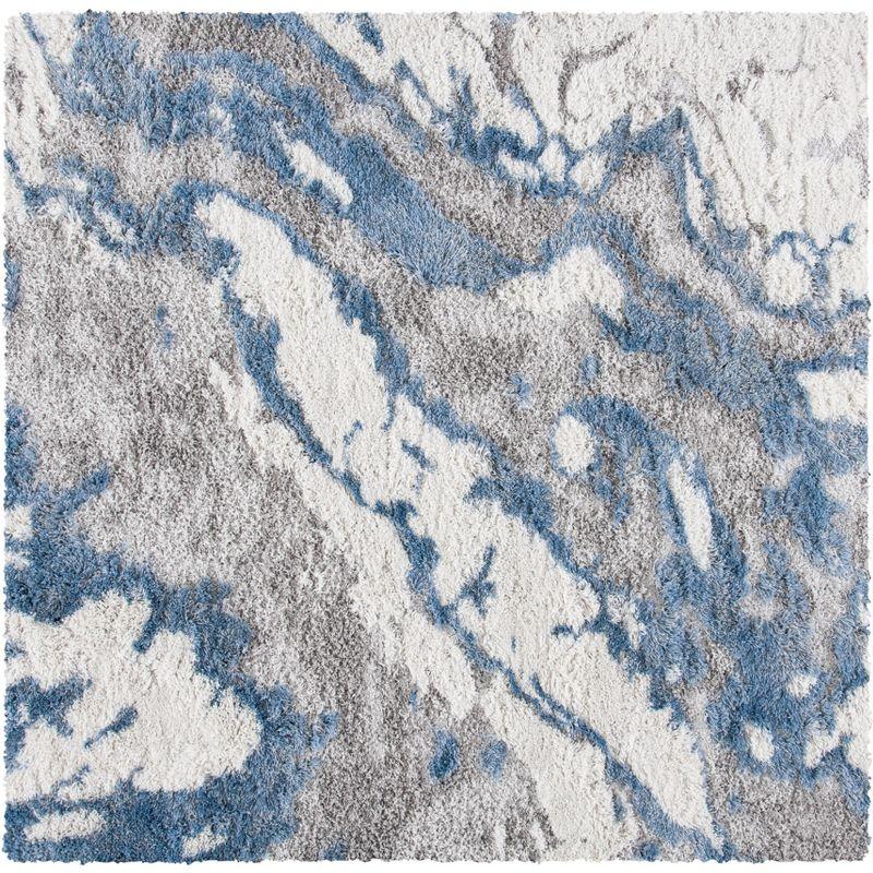 Horizon Shag 800 HZN890 Machine Made Area Rug - 5'x5' - Grey/Blue - Safavieh