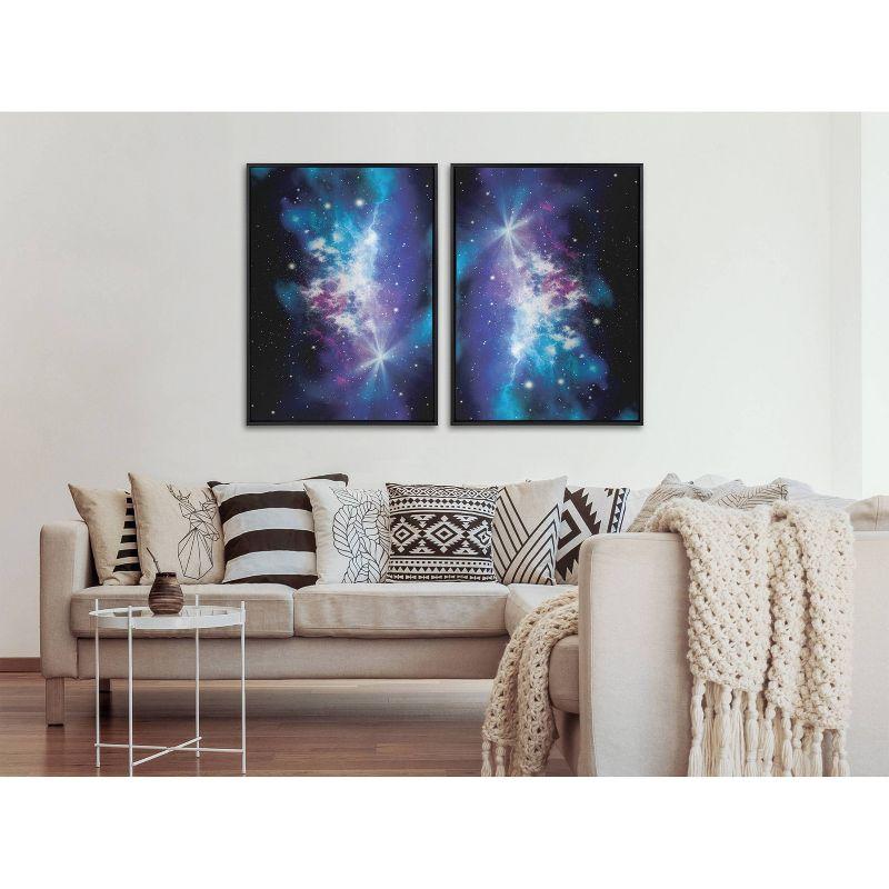 Kate & Laurel All Things Decor 28"x38" Sylvie Space Galaxy Landscape Framed Metallic Canvas Wall Art Black Milky Way Galaxy