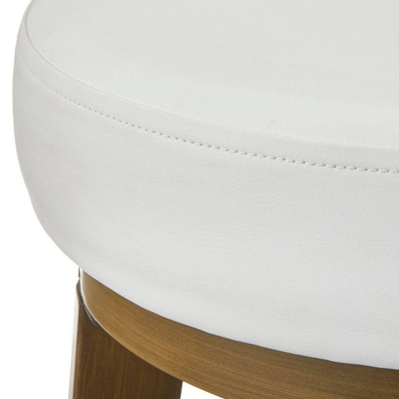 angelo:HOME 2Pc 30.5" Linden Swivel Counter Height Barstools White/Gold: Bonded Leather, Metal Frame, Fixed Seat