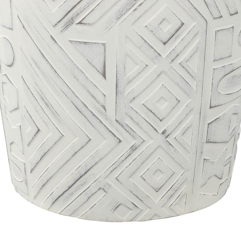 JONATHAN Y Rafi 17.75" Transitional Bohemian Geometric Drum Garden Stool, Cream