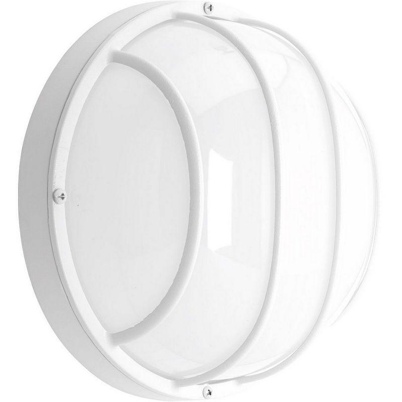 Progress Lighting Bulkheads 1-Light LED Wall/Ceiling Bulkhead, Aluminum, White, Cage Design Shade