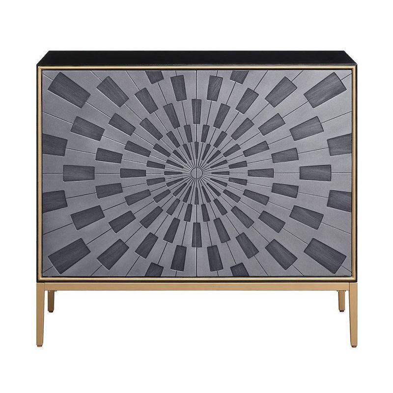 39" Quilla Accent Table Black, Gray and Brass Finish - Acme Furniture