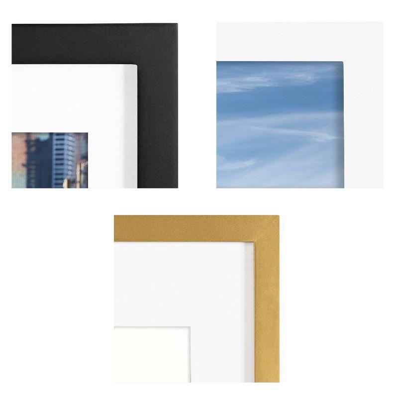 6pc Gallery Frame Box Set Gold/Black/White - Kate & Laurel All Things Decor: MDF Material, Sawtooth Hanger, Beveled Mat