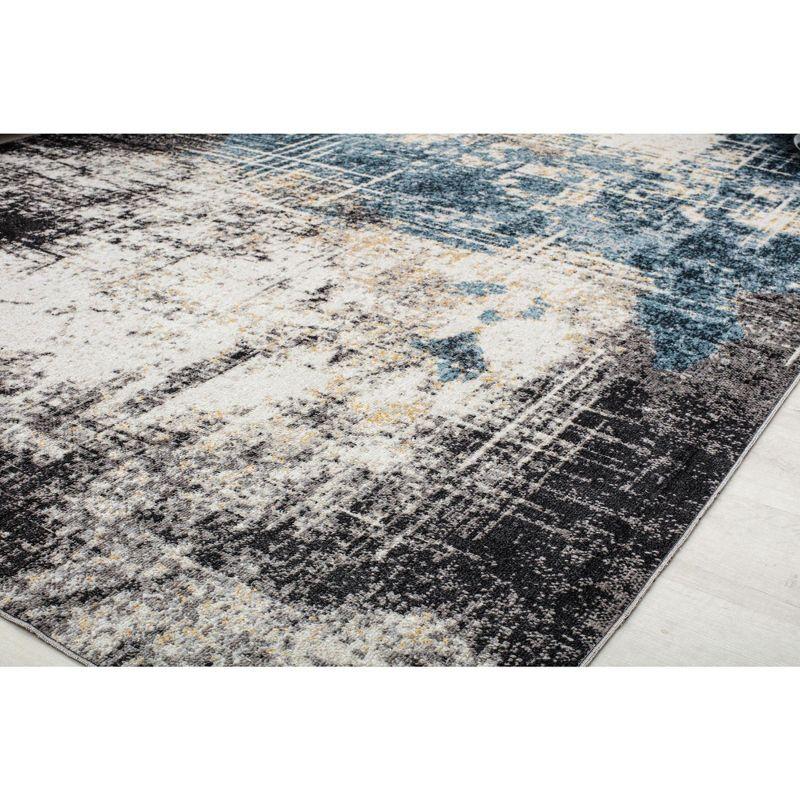 Midnight Abstract 8' x 10' Round Black Synthetic Area Rug