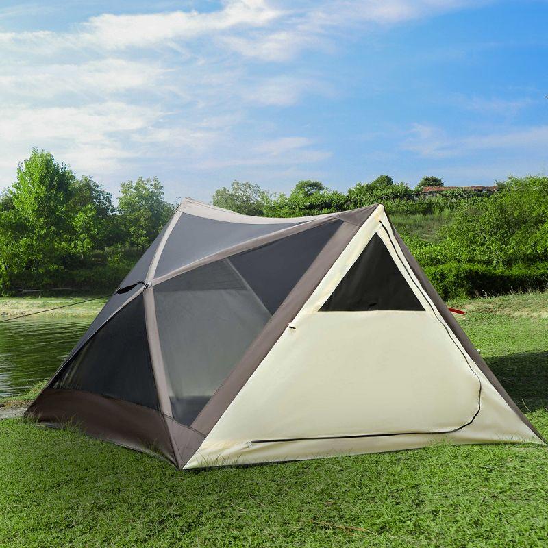 Outsunny 2-3 People Pop Up Camping Tent Waterproof Automatic Instant Tent Portable Cabana Beach Tent w/ Carry Bag, Windows and Doors