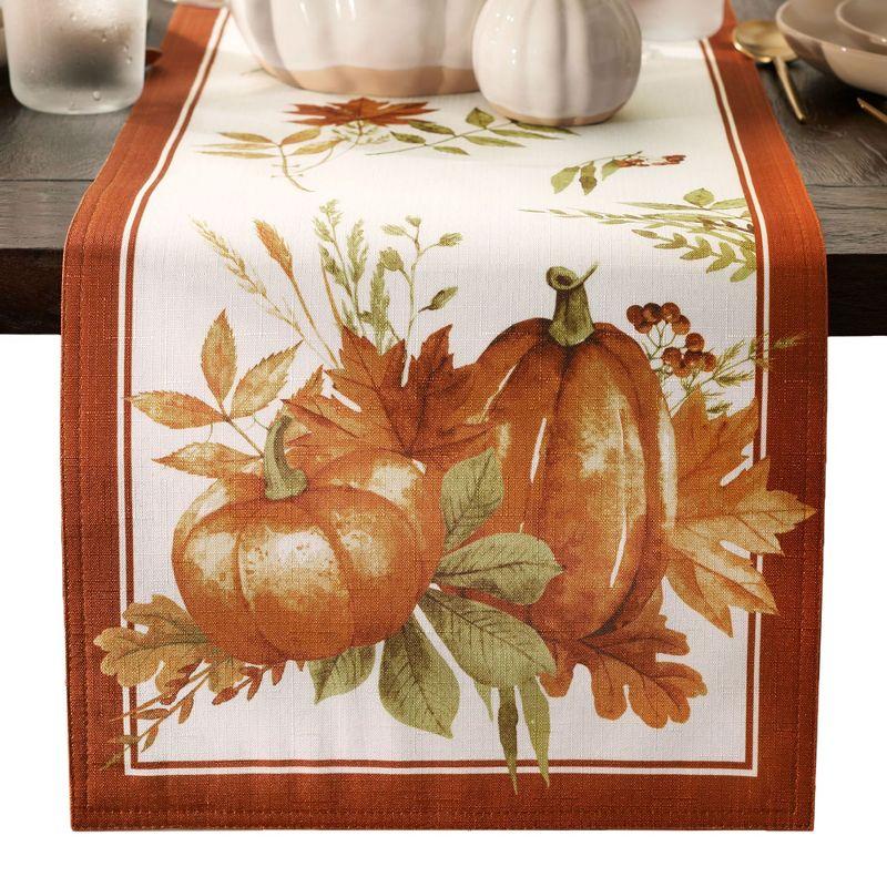 Autumn Pumpkin Grove Fall Table Runner - Orange/Rust - 13x70 - Elrene Home Fashions