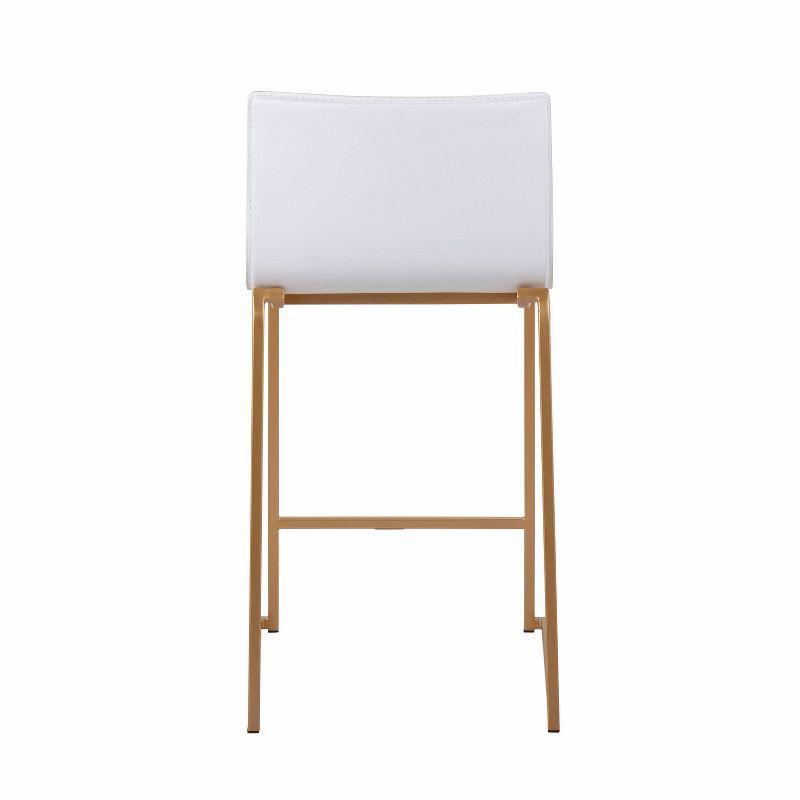 Set of 2 26" Mara Contemporary Counter Height Barstools Gold/White: Faux Leather, Steel Base - LumiSource