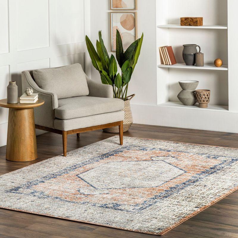 Nuloom Jacquie Medallion 6 Square Indoor Area Rug for Living Room Bedroom Dining Room Kitchen, Peach/Beige