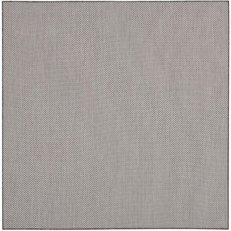 Ivory Charcoal Geometric Square Synthetic Area Rug 8'x8'