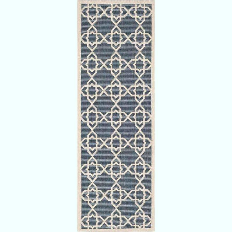 Courtyard CY6032 Power Loomed Indoor and Outdoor Runner Rug - Navy/Beige - 2'3"x12' - Safavieh