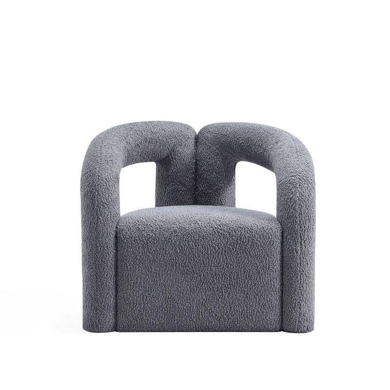 Manhattan Comfort Darian Modern Boucle Upholstered Accent Chair Gray: Pine Frame, Foam Cushion, No Assembly Required