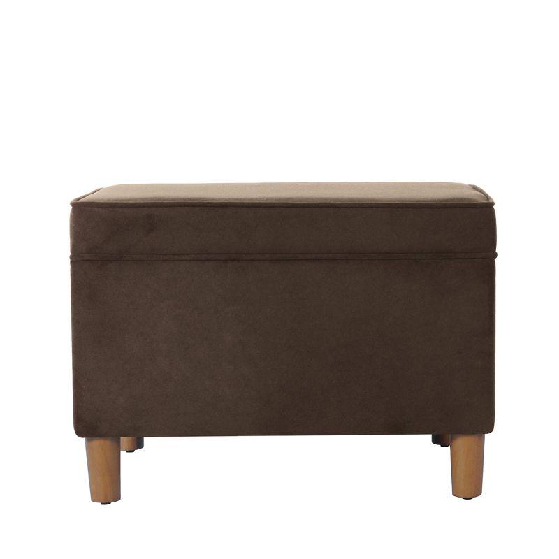 24" Dinah Storage Ottoman Chocolate Brown - HomePop: Velvet Upholstered, Honey Oak Wood Legs, Safety Hinges