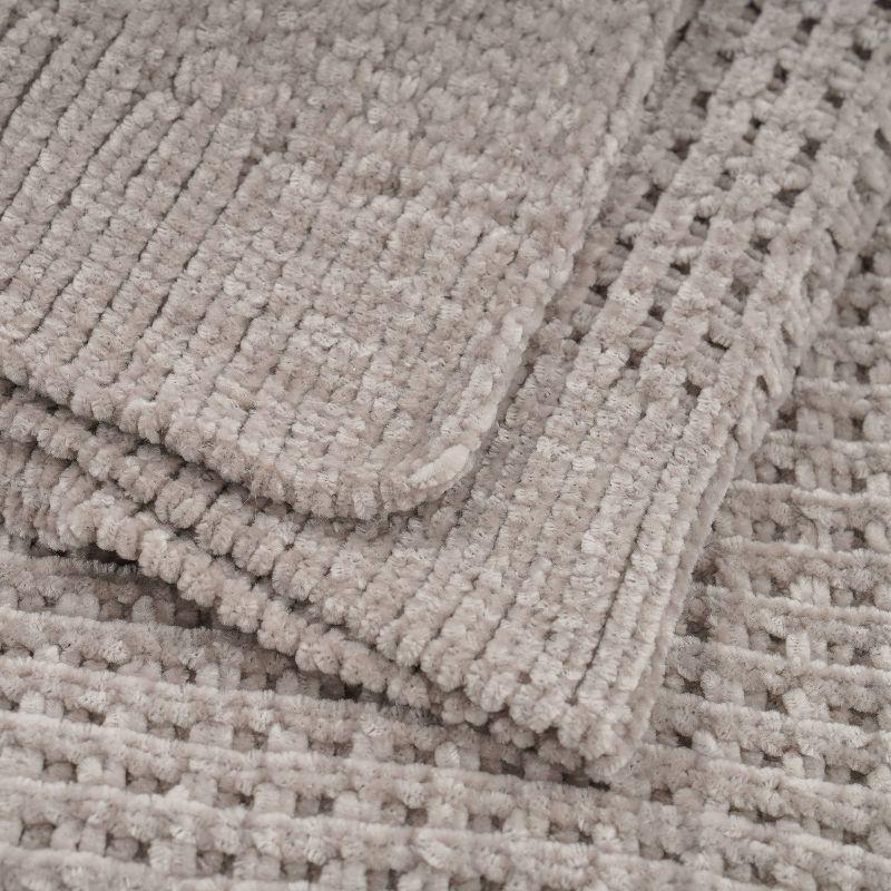 50"x60" Shiny Waffle Chenille Knit Throw Blanket - Evergrace