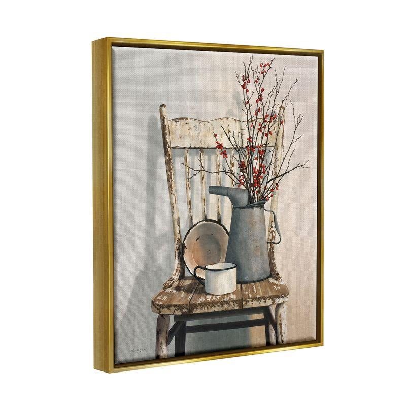Stupell Industries Vintage Rustic Things Neutral Painting Gold Floater Framed Canvas Wall Art, 24 x 30