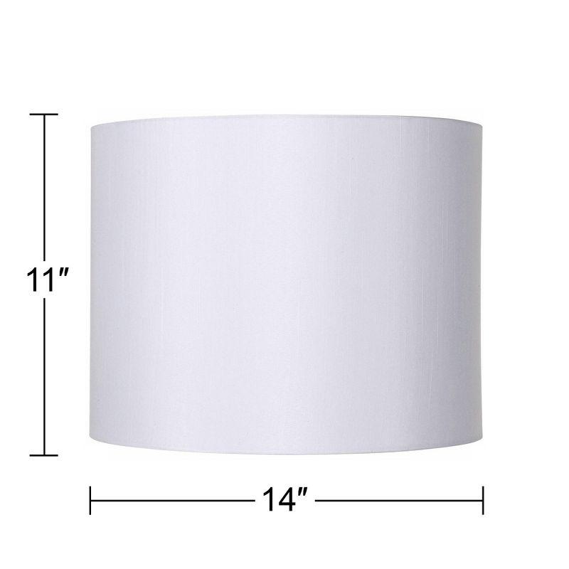 Springcrest White Hardback Medium Drum Lamp Shade 14" Top x 14" Bottom x 11" High (Spider) Replacement with Harp and Finial