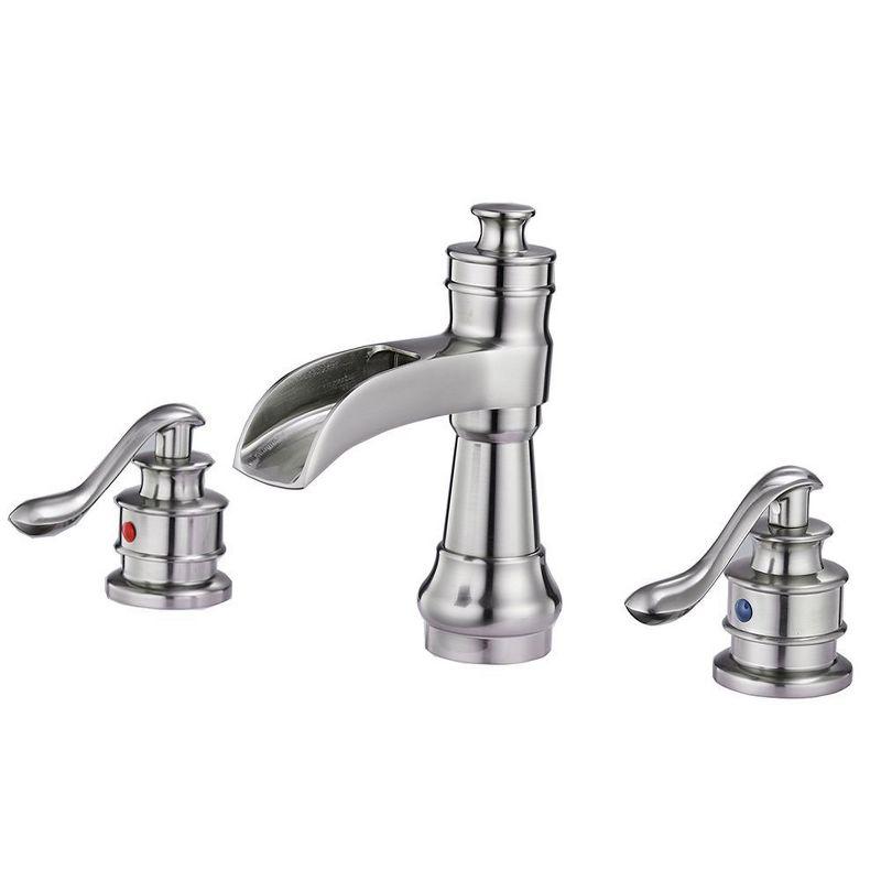 Brushed Nickel 8-Inch Widespread Waterfall Bathroom Faucet