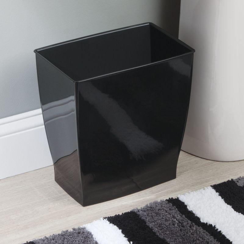 iDesign 12" Black Plastic Rectangular Wastebasket